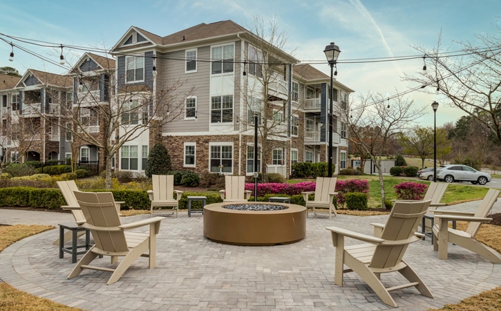 View At Legacy Oaks Apartment Homes in Knightdale NC Outdoor Fire Pit with Seating