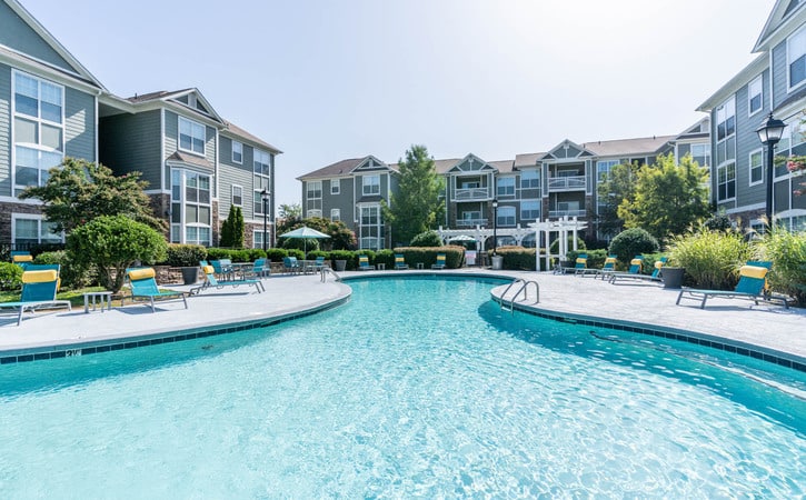 View at Legacy Oaks Apartments Knightdale NC Resort Style Pool